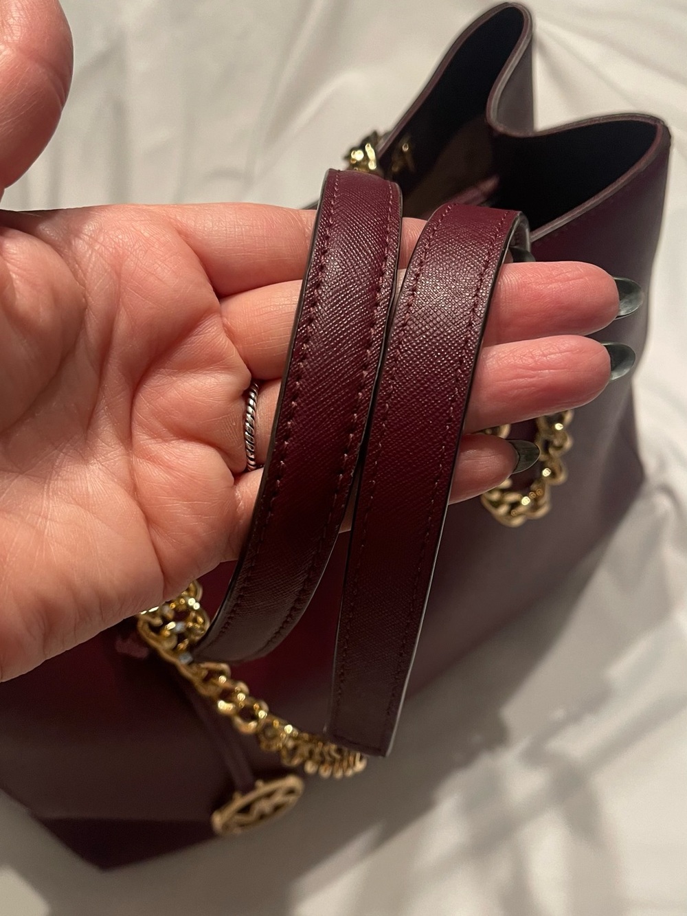 Michael Kors East West Susannah Leather Merlot Tote - Picture 5 of 10